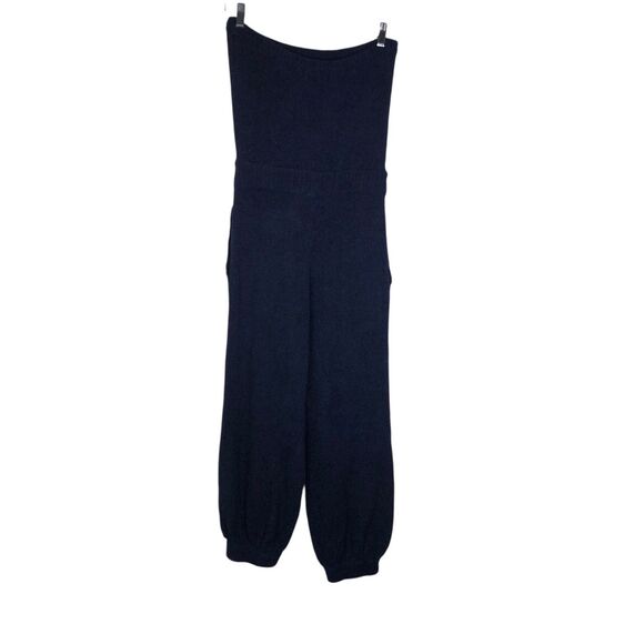 Free People Beach Claire One Piece Medium Navy Blue Marin Strapless Jumpsuit NWT - Picture 7 of 13